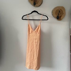 ZARA Orange Sherbet Strappy Satin Dress
